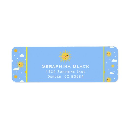 かわいい青と黄色の日照雲 ラベル (正面)