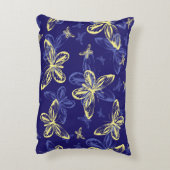 かわいい青と黄色の蝶のパタ図解入りの、写真付きのーン アクセントクッション (裏面(縦))