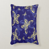 かわいい青と黄色の蝶のパタ図解入りの、写真付きのーン アクセントクッション (正面(垂直))