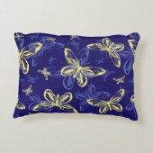 かわいい青と黄色の蝶のパタ図解入りの、写真付きのーン アクセントクッション (裏面)