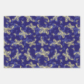 かわいい青と黄色の蝶のパタ図解入りの、写真付きのーン ラッピングペーパーシート (正面)