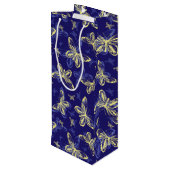 かわいい青と黄色の蝶のパタ図解入りの、写真付きのーン ワインギフトバッグ (裏面アングル)