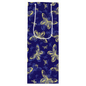 かわいい青と黄色の蝶のパタ図解入りの、写真付きのーン ワインギフトバッグ (正面)