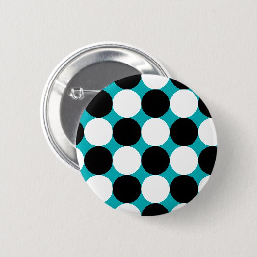 かわいい青と黒と白のドットベクトルパターン 缶バッジ (正面&裏面)