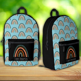 かわいい青と黒のレインボーイズ プリントバックパック