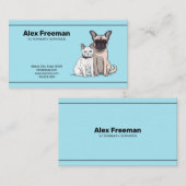 かわいい青と黒の猫と犬の獣医 名刺 (正面/裏面)
