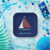 かわいい青のおもちゃ帆船 ペーパープレート (パーティー)