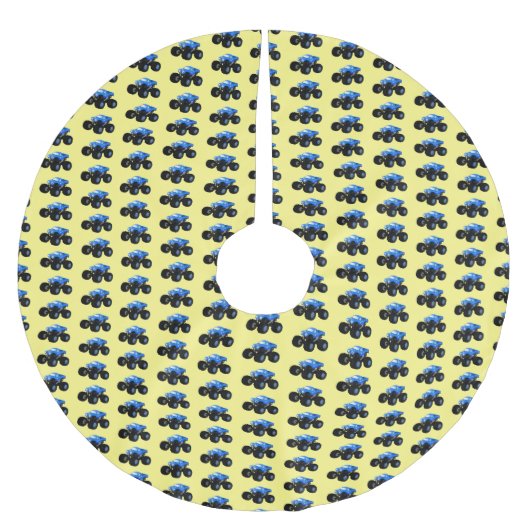 かわいい青のモンスター トラックのイラスト ブラッシュドポリエステルツリースカート (正面)