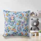 かわいい青の人魚まくら クッション