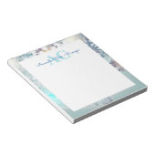 かわいい青の名前のイニシャル入りのモノグラム ノートパッド (アングル)