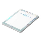 かわいい青の名前のイニシャル入りのモノグラム ノートパッド (回転)