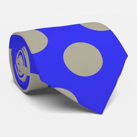 かわいい青の大きな水玉模様パターン ネクタイ (ロール)