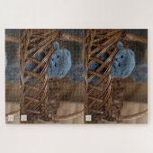 かわいい青の子猫パズル。 ジグソーパズル (横)