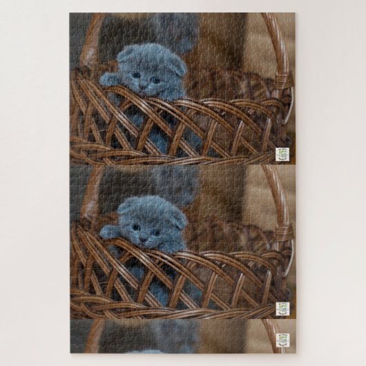 かわいい青の子猫パズル。 ジグソーパズル (縦)