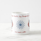 かわいい青の極地キツネ、フローラ背景。シックおもしろい、 コーヒーマグカップ (中央)