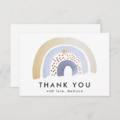 かわいい青の水彩虹 サンキューカード (正面/裏面)