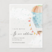 かわいい青の熱気球の雲スター私は移動した ポストカード (正面)