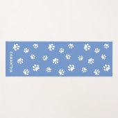 かわいい青の白い前足のプリントカスタム ヨガマット (正面(横))