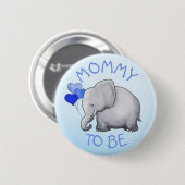 かわいい青は象のベビーシャワーの妊婦を風船のようにふくらませます 缶バッジ (正面&裏面)