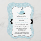 かわいい青ひげホエールボーイ赤ちゃんシャワー招待状 招待状 (正面/裏面)