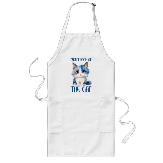 かわいい青みがかった子猫 ロングエプロン (正面)