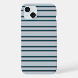 かわいい青みがかった灰色のストライプ iPhone 15 PLUSケース