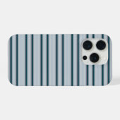 かわいい青みがかった灰色のストライプ iPhoneケース (裏面横)