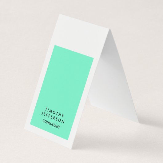 かわいい青エレガント白モダン 名刺 (正面)