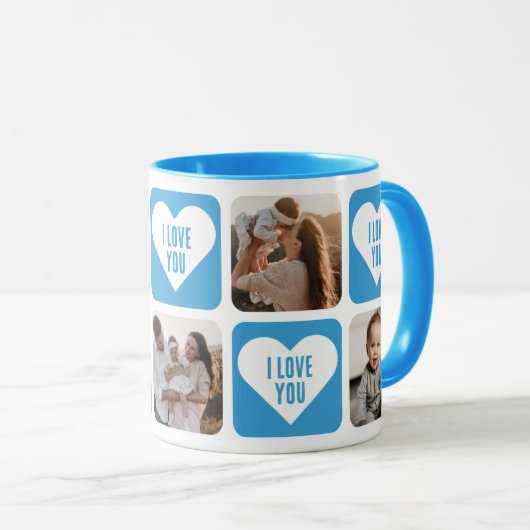 かわいい青カスタムいの写真愛してるマグ マグカップ (正面右)