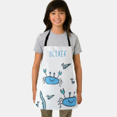 かわいい青カニの海の動物の男の子の名前 エプロン (インサイチュ)