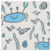 かわいい青カニ海獣シェルパターンキッズ ファブリック (クローズアップ)