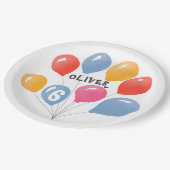 かわいい青カラフル赤バルーンkid's誕生日 ペーパープレート (アングル)