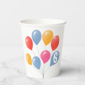 かわいい青カラフル赤バルーンkid's誕生日 紙コップ (裏面)
