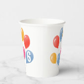 かわいい青カラフル赤バルーンkid's誕生日 紙コップ (右)