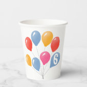 かわいい青カラフル赤バルーンkid's誕生日 紙コップ (正面)