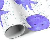 かわいい青タコまんが水彩色 ラッピングペーパー (ロールコーナー)