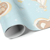 かわいい青テディベアバルーン男の赤ちゃんシャワー ラッピングペーパー (ロールコーナー)