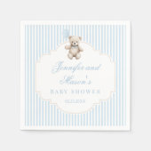 かわいい青テディベア男の赤ちゃんシャワーペーパーナプキン スタンダードカクテルナプキン (正面)