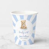 かわいい青テディベア男の赤ちゃんシャワー紙カップ 紙コップ (正面)