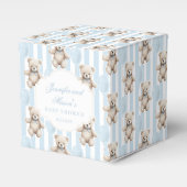 かわいい青テディベア男の赤ちゃんシャワー フェイバーボックス (正面サイド)