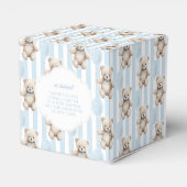 かわいい青テディベア男の赤ちゃんシャワー フェイバーボックス (裏面サイド)