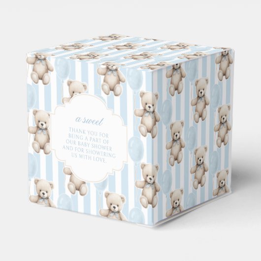 かわいい青テディベア男の赤ちゃんシャワー フェイバーボックス (裏面サイド)