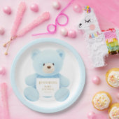 かわいい青テディベア赤ちゃんシャワー ペーパープレート (パーティー)