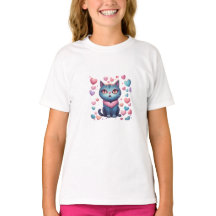 かわいい青ネコハートフード付きスウェットシャツ | かわいいバレンティン