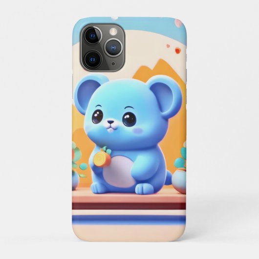 かわいい青ネズミと花 Case-Mate iPhoneケース (裏)