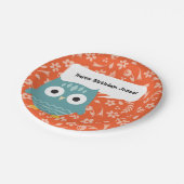 かわいい青フクロウのパーソナライズされたパーティープレート ペーパープレート (アングル)