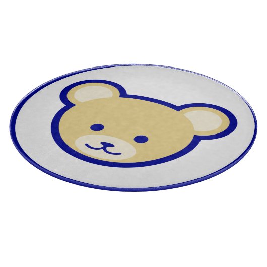 かわいい青ベージュのテディベアの漫画 カッティングボード (角)
