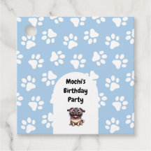 かわいい青ペットパグ誕生日パーティー