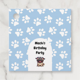 かわいい青ペットパグ誕生日パーティー フェイバータグ