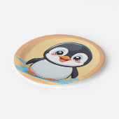 かわいい青ペンギン顔動物園の氷の誕生日パーティー ペーパープレート (アングル)